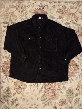 ASOS Black Fleece Shacket with Chest Pockets